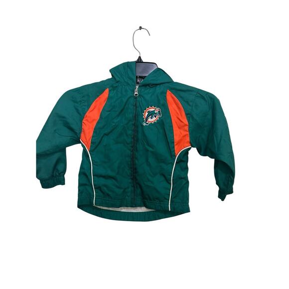 NFL Kids' Green Pro Star MIAMI DOLPHINS Athletic Windbreaker Jacket Size 3T - Picture 1 of 4